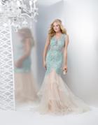 Colors Dress - 1343-1 Rich Lace Illusion Evening Gown