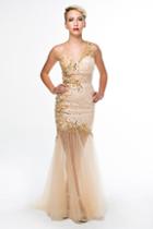 Brit Cameron - 16346 Beaded Tulle Mermaid Prom Gown