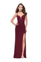 La Femme - 26021 Plunging V-neck Fitted Jersey Gown