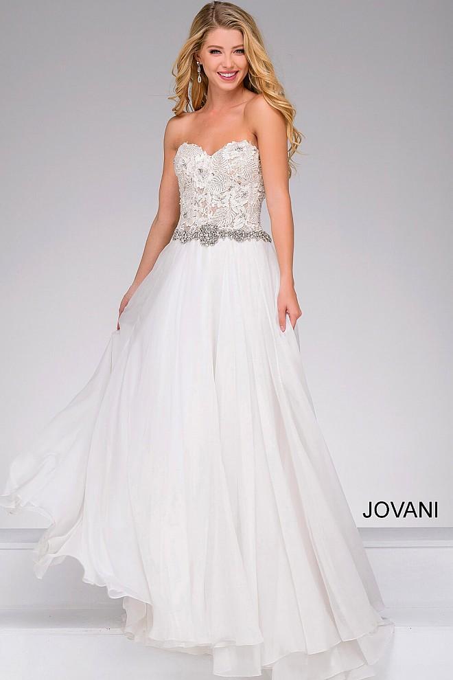 Jovani - Lace Bodice Chiffon Dress 74416