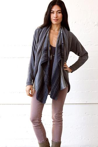 Goddis Galit Belted Drape Cardigan In Navy Fade S/m