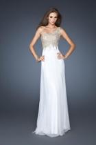 La Femme - 18868 Beaded One Shoulder Chiffon Dress
