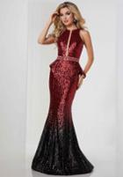 Tiffany Homecoming - 46126 Peplum Ornate Ombre Sequined Mermaid Gown