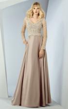 Mnm Couture - G0833 Pearl Embellished Long Sleeves Dress