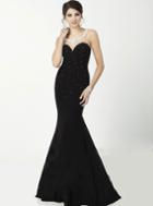 Tiffany Homecoming - Bead Spangled Bateau Illusion Evening Gown 16199