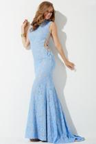 Jovani - Side Corset Lace Prom Dress 37469