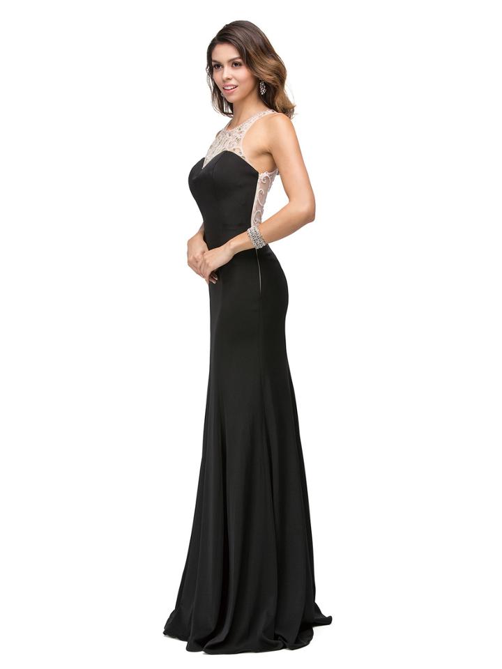 Embellished Sleeveless Illusion Sweetheart Fit And Flare Jersey Dress