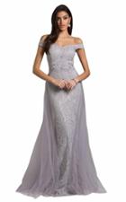 Lara Dresses - 29934 Bedazzled Off-shoulder Long Dress