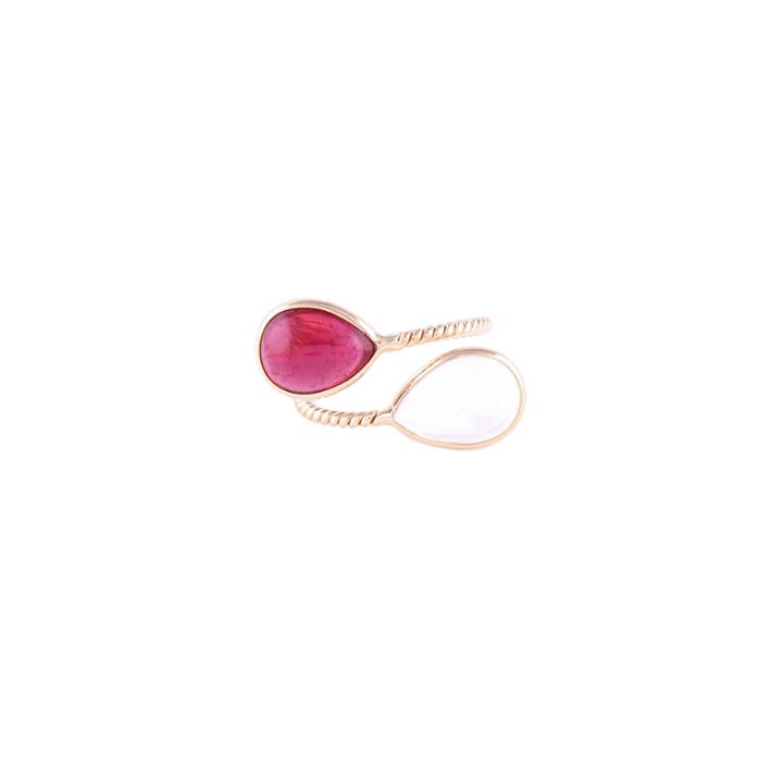 Tresor Collection - Pink Tourmaline & Rainbow Moonstone P/s Ring In 18k Wg