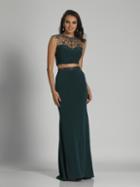 Dave & Johnny - A5951 Two Piece Sheer Beaded Evening Dress