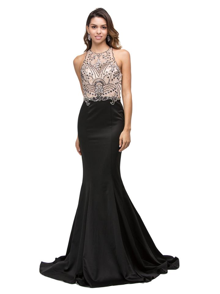 Bead-crusted Prom Dress With A Teardrop Cutout