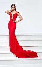 Tarik Ediz - 93126 Illusion Plunging Cap Sleeve Gown