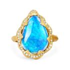 Logan Hollowell - New! Premium Queen Water Drop Blue Opal Ring With Full Pavã£â© Halo