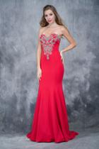 Nina Canacci - 2148 Paisley Bejeweled Trumpet Gown