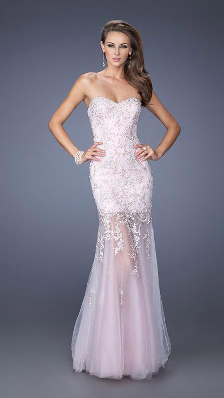 La Femme - Bejeweled Sweetheart Tulle Mermaid Dress 19923