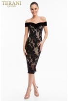 Terani Couture - 1823c7074 Lace Off-shoulder Sheath Dress