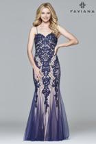 Faviana - S7969 Long Sweetheart Tulle Dress With Soutache Embroidery