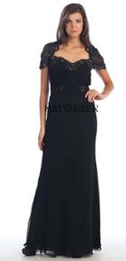 Beaded Net And Shirred Bodice Chiffon Gown