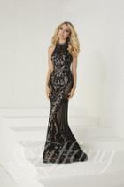 Tiffany Designs - 16263 Sequined Illusion High Neck Sheath Gown