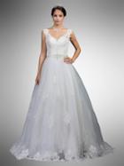 Dancing Queen - 6 Bejeweled Beaded Lace V-neck Ballgown