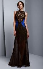 Beside Couture By Gemy - Bc1337 Embroidered Lace Fishnet A-line Dress
