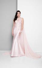 Terani Couture - Shimmering Lacy Mermaid Gown With Cape 1713m3471