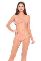 Luli Fama - Starfish Wishes Gold New Sheer Side Full Bottom In Gold Fire Coral (l475622)