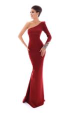 Tarik Ediz - 93475 One Shoulder Sleeve Fitted Evening Dress