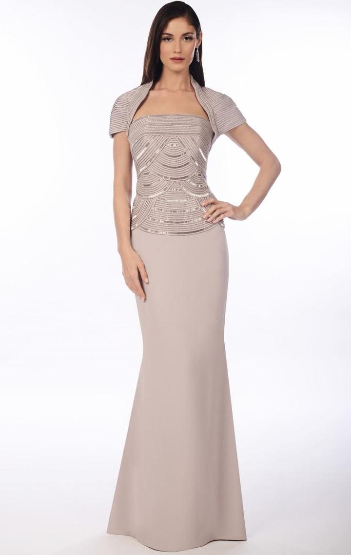 Daymor Couture - Embellished Strapless Gown With Bolero 906