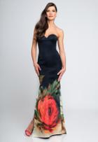 Terani Couture - 1721e4166 Strapless Multi Colored Floral Long Dress