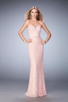 La Femme - 22878 Embellished Sweetheart Lace Dress