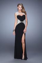 La Femme - 21296 Metallic Embroidered Jersey Dress