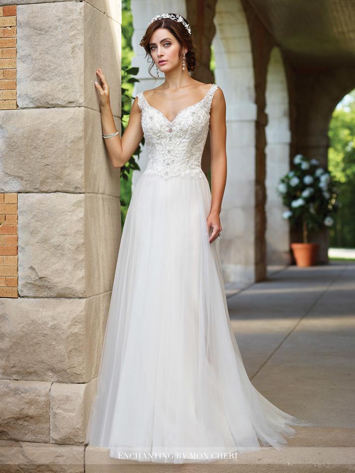 Enchanting By Mon Cheri - 117184 Beaded Illusion Keyhole Wedding Gown
