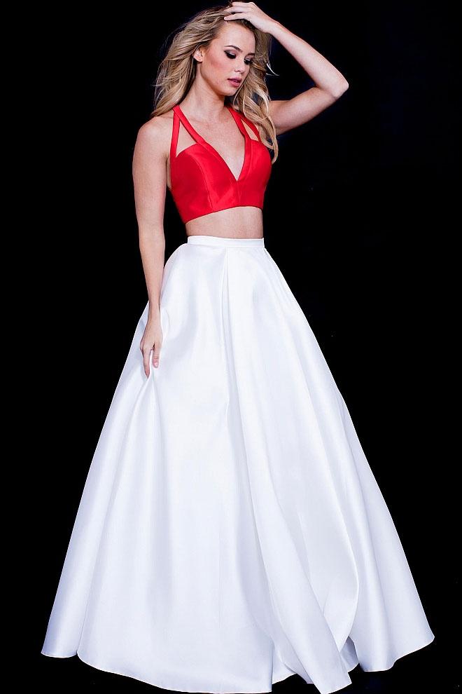 Jovani - 57207 Two Piece V-neck A-line Dress