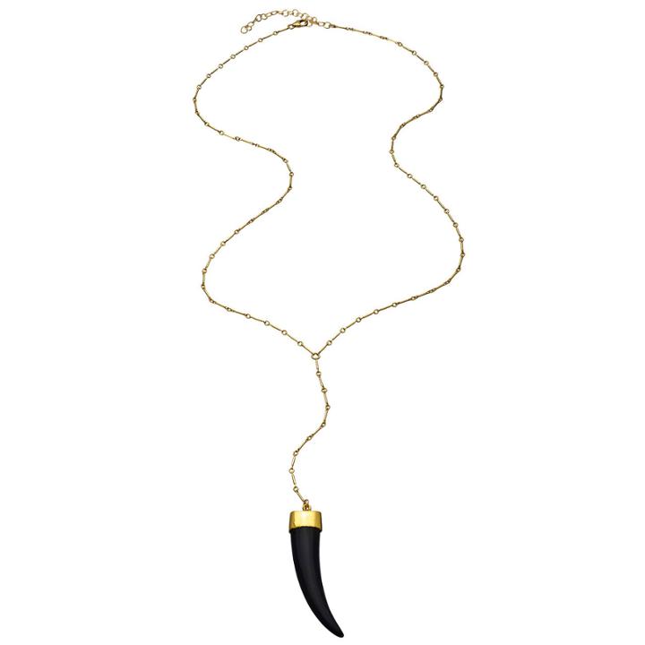 Heather Hawkins - Bar Chain Y Necklace In Black Horn