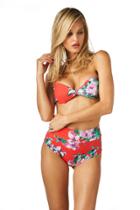 Montce Swim - Red Floral Bellini Top X High Rise Bottom Bikini Set