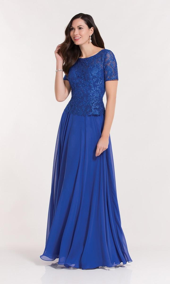 Alyce Paris - 27187 Short Sleeve Beaded Lace Chiffon A-line Gown