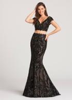 Ellie Wilde - Ew118170 Two Piece Sequined Cap Sleeves Dress