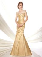 Ivonne D For Mon Cheri - 116d34 Embellished Pleated Trumpet Dress