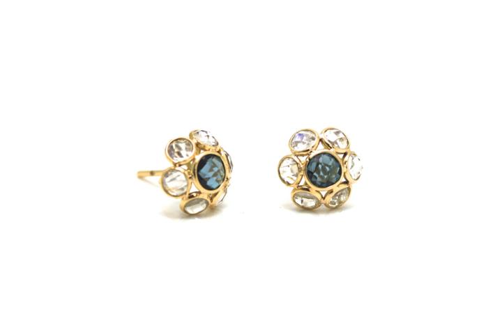 Tresor Collection - Rose Quartz And Pink Tourmaline Small Flower Stud Earrings In 18k Yellow Gold