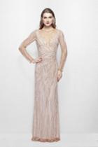 Primavera Couture - 3082 Beaded Illusion Jewel Fitted Dress