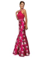 Printed Open Back Mermaid Style Formal Gown