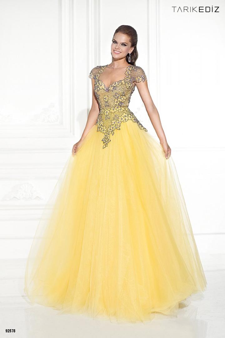 Tarik Ediz - Embellished Illusion Jewel Neck Gown 92578