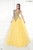Tarik Ediz - Embellished Illusion Jewel Neck Gown 92578