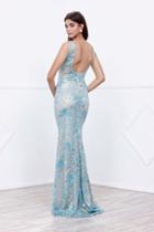 Nox Anabel - 8260 Sleeveless Sequined Lace Evening Dress