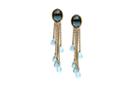 Tresor Collection - 18kt Yellow Gold Earring With London Blue Topaz & Aquamarine Drops