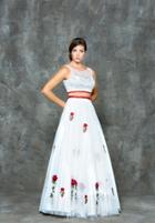 Glow By Colors - G670 Two Piece Floral Mesh Long Gown