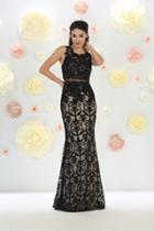 May Queen - Rq7460 Sleeveless Embellished Lace Sheath Gown