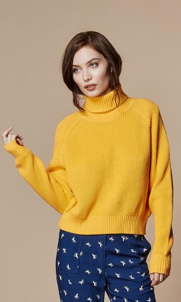 Again Collection - Daphne Turtleneck Sweater In Yellow