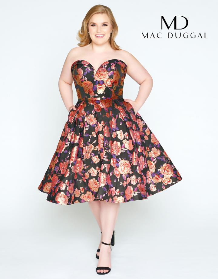 Mac Duggal - 67611f Floral Printed Sweetheart A-line Dress